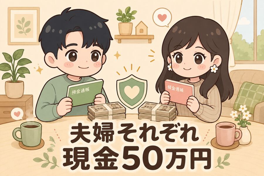 生活防衛資金を持ちながらNISAを続ける共働き夫婦のイメージ