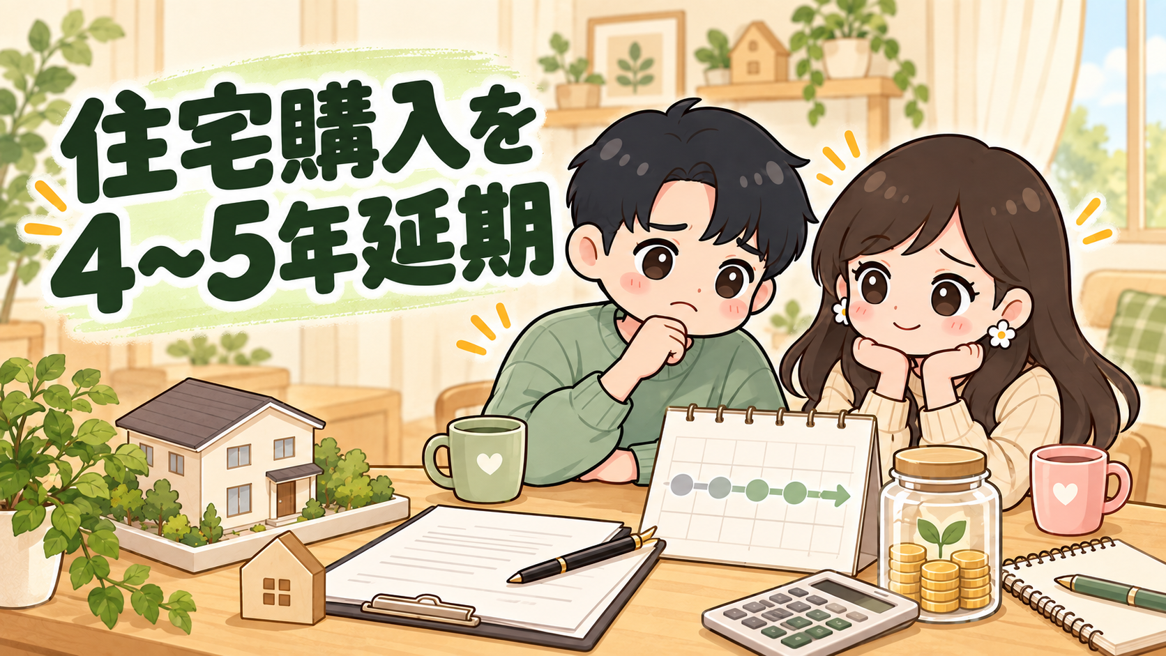 住宅購入を4〜5年延期し、次の住まいに向けて計画を立てる夫婦